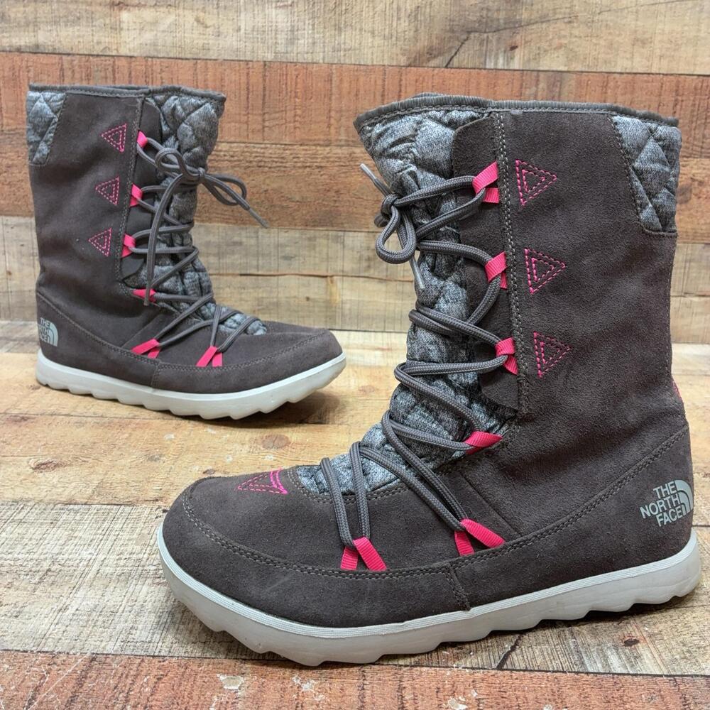 The North Face Snow Boots Womens Size 10 41 Brown Suede Quilted Mid Calf Winter